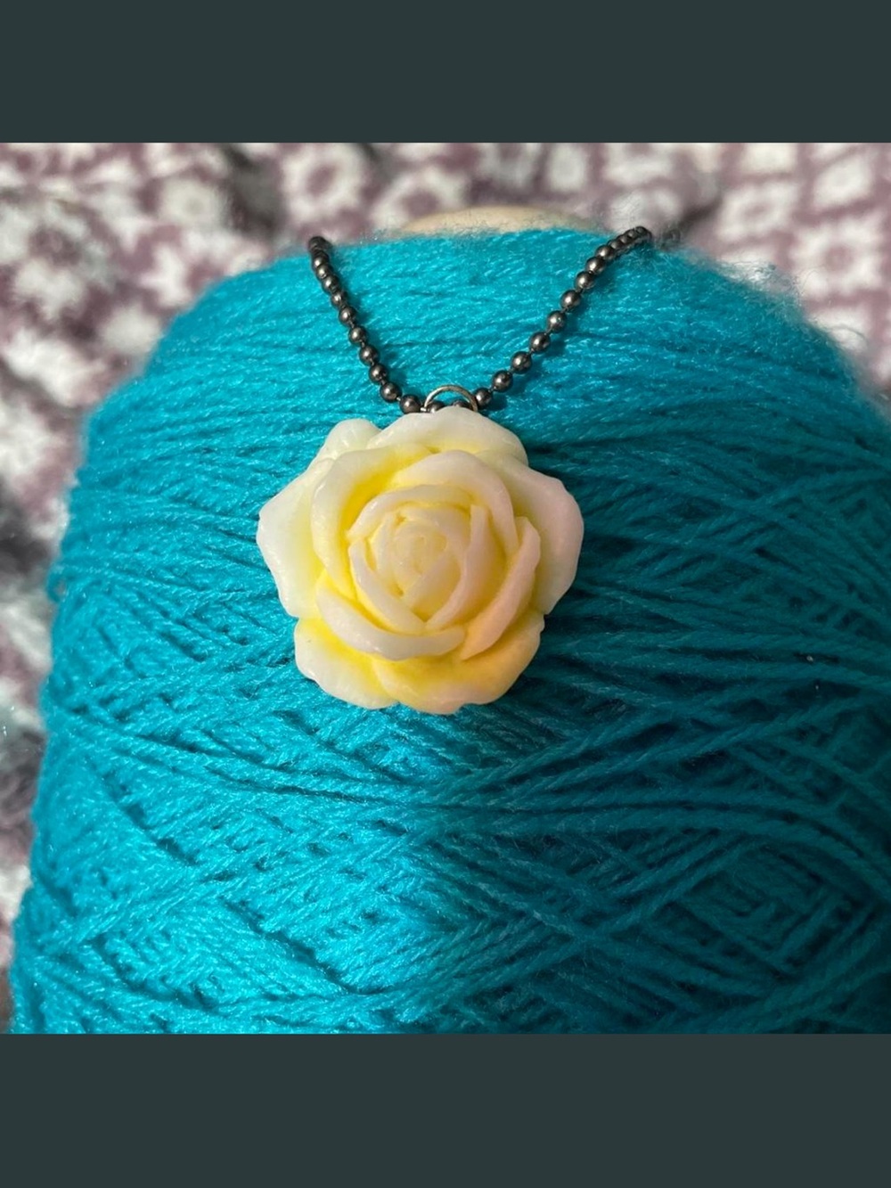 Yellow & White Rose Pendant Necklace - Women's Floral Jewelry